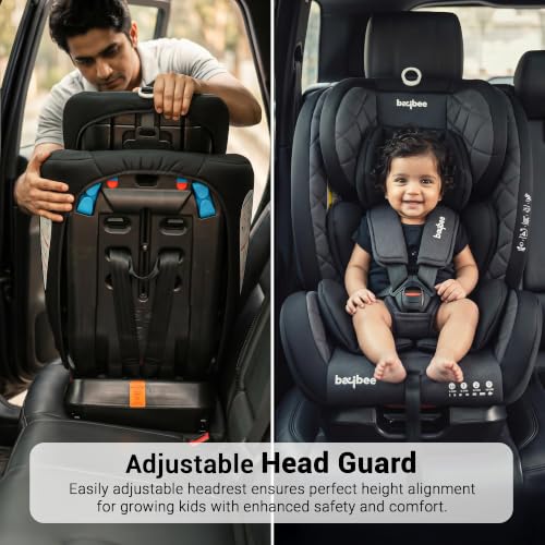 Image of Baybee Convertible Car Seat for Baby 0 to 12 Years with ISOFIX, 3 Position Recline, Headrest Adjustable | ECE R44 /04 Safety Certified | Travel Baby Car Seat for Toddlers Kids Boys Girls (Black)