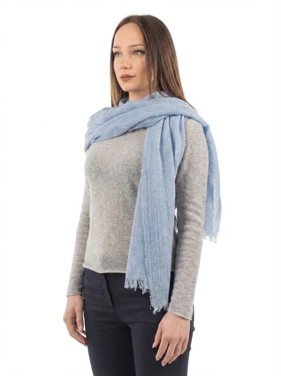 DALLE PIANE CASHMERE Pashmina Femme 100% Cachemire | Pashmina légère pour le printemps et le voyage, 70x200cm, châle polyvalent toute l'année, un cadeau raffiné Made in Italy