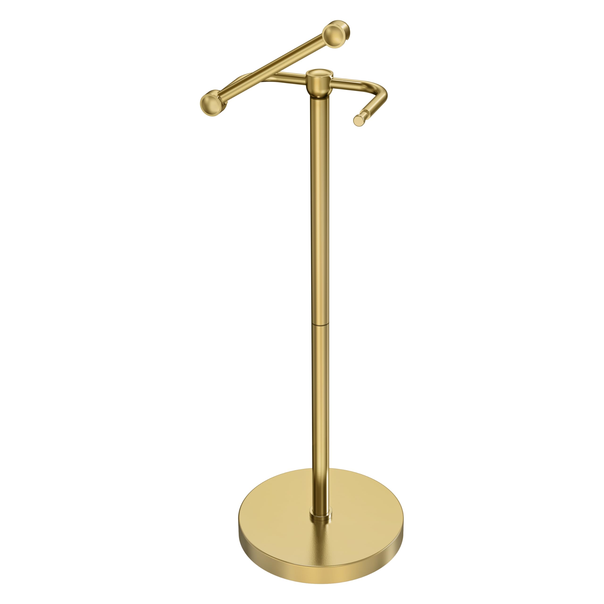 Toilet Paper Holder Stand, Modern Bathroom Free Standing Toilet Paper Roll Holder, Post Pivoting Toilet Paper Stand with Stainless Steel Tissue Rack, Rust-Proof & Heavy Stable BaseοΌBrushed GoldοΌ