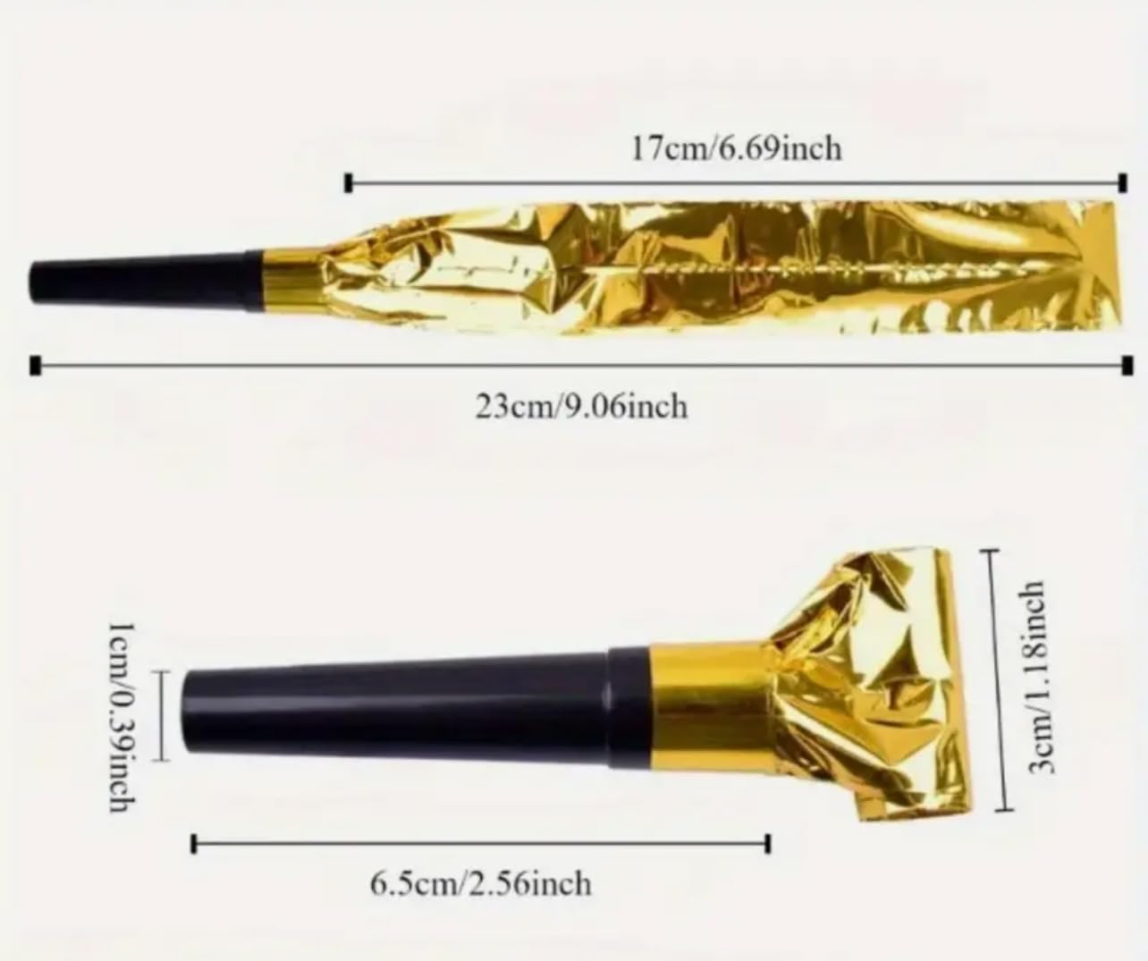 10 PCs Party Supplies Blowers, Noise Makers for New Years Eve Party Proops Black Gold Silver Tassels, Fun Celebration Toy Whistle Horns for Kids Adults 2026 (Golden)