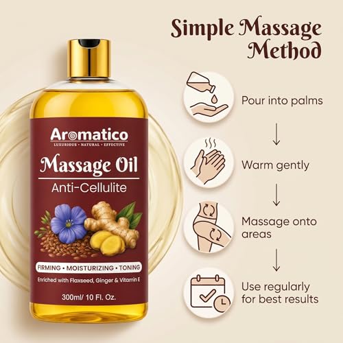 Image of AROMATICO Anti Cellulite Massage Oil for Skin Firming, Shaping & Toning of Cellulite-Prone Areas, Massage Oil for Women for Toning & Deep Nourishment |300ml