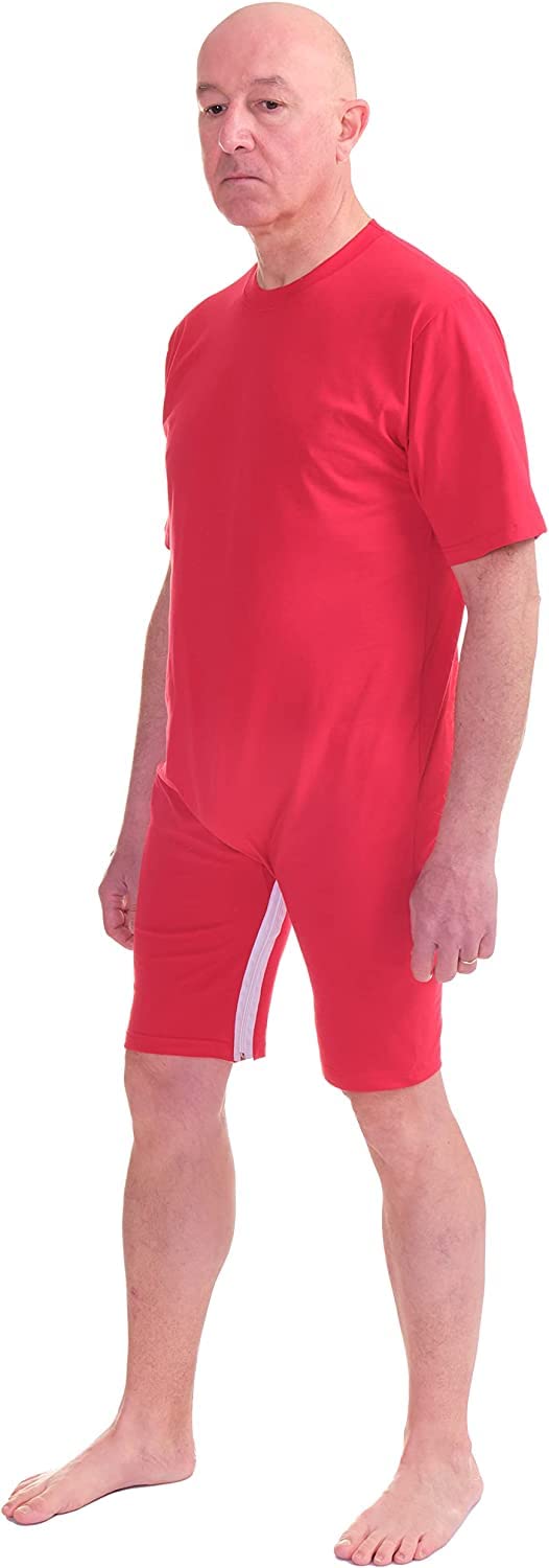FERRUCCI COMFORT Bawełniane body sanitarne z zamkiem błyskawicznym wewnętrzna letnia noga, Unisex - 9076 - Made in Italy