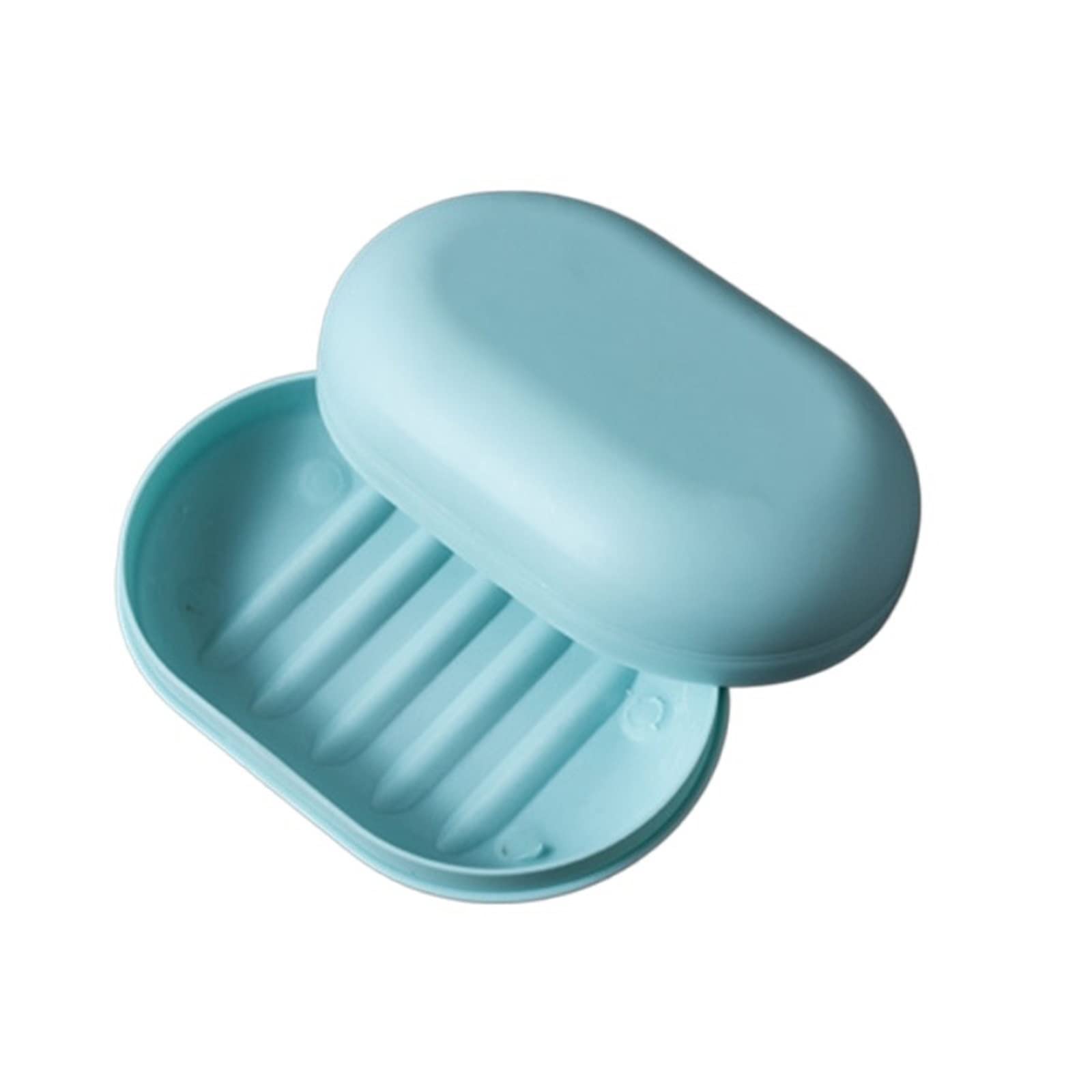 JINGYAN Soap Dishes Soap Dish with Lid Oval Box Super Sealed Storage Waterproof Travel Home Bathroom Plastic(Light blue)