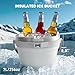 COKTIK 7L Insulated Ice Bucket with Lid，Double Wall Vacuum Stainless Steel Beverage Bucket Keeps Frozen Longer，Holds 6 Longnecks or 3 Bottles of Wine，for hot food, Large Parties(No Accessories, White)