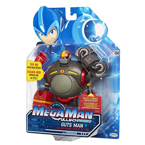 Mega Man Fully Charged 81521 Deluxe Guts Man Articulated Action Figure With Expanding Belly And Guts Man Buster Accessory (To Swap Onto The Mega Man Figure)! Based thumb #8