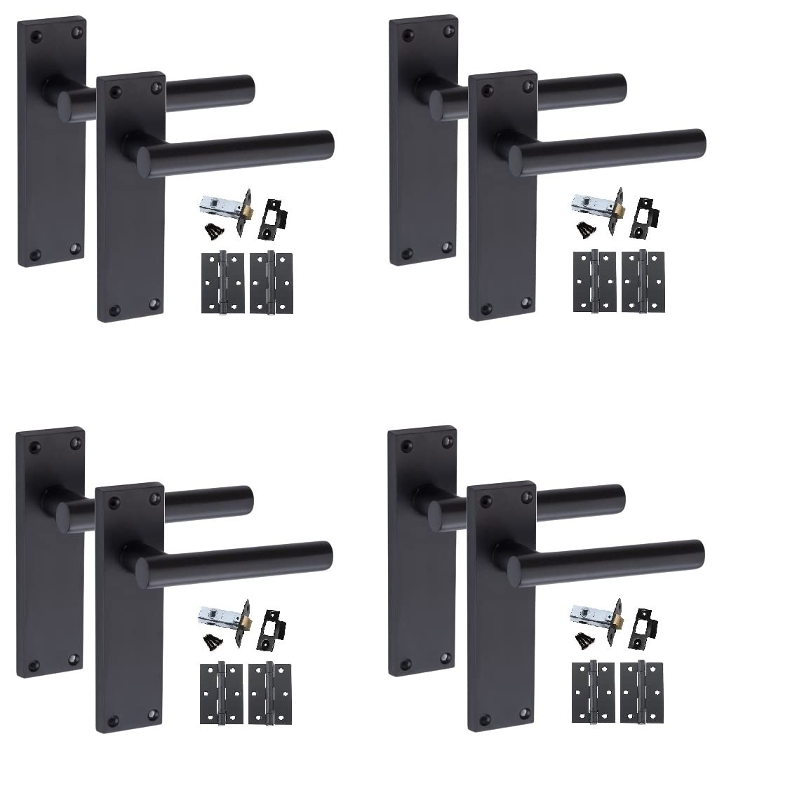 Golden Grace T-Bar Backplate Door Handle Set - 4 Pack - Black