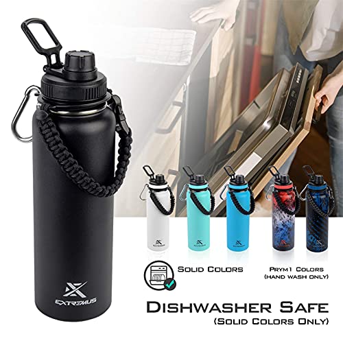 Extremus Deluge Stainless Steel Vacuum Insulated Sports Water Bottle With 100% Leak-Proof Travel Lid, Paracord Survival Handle, 32 Oz, Seafoam #TOP7