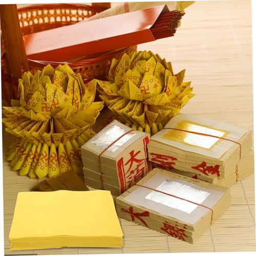 Rituels Ancêtres : Papier Jaune pour Offrandes et Billets Sacrifiés de Funérailles