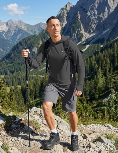 Image of PINSPARK Men's UPF 50+ Sun Shirts Long Sleeve Fishing Hoodie, UV Protection Rash Guard for Outdoor Hiking Running Swim Shirt
