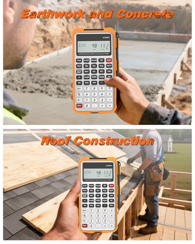 Image of Construction Calculator with Writing Tablet Industrial & Scientific ROATEE Engineering Calculator for Contractor, Concrete Pocket Feet-inch-Fraction Tools for Carpenters, Framer, Remodeler, Silver