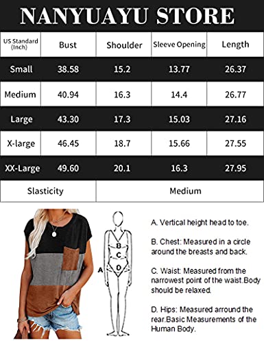 Nanyuaya Womens Summer Casual Tops 2023 Basic Loose Cap Sleeve Tshirts Solid Color Blouse With Pocket #TOP4