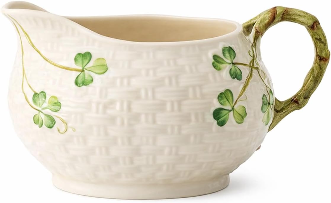 Belleek Group Shamrock Cream Jug, 5.25-Inch, White