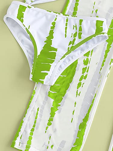 WDIRARA Girl's 3 Pieces Print Wrap Crisscross Bikini Swimsuit with Cover Up Pants3