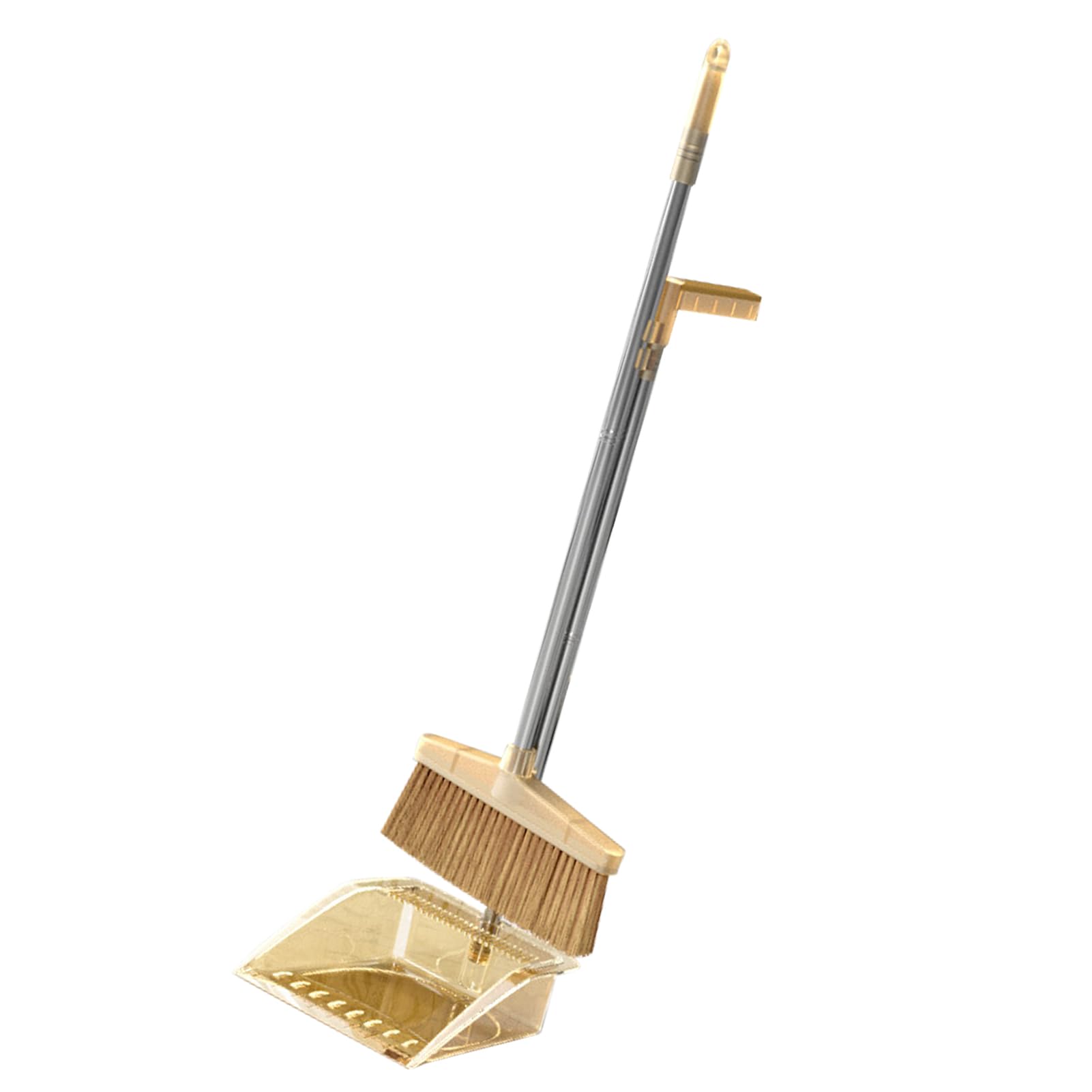 Broom Dustpan Set, PP Transparent Easy Assembly Large Capacity Household Broom Dustpan for Bedroom (Orange)