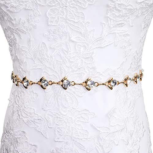 Lovful Chain Belt for Women,Rhinestone Crystal Waist Cahin Belts,Metal Adjustable Dress Belt 5