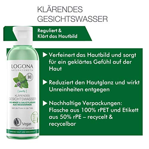 Bio Klärendes Gesichtswasser von LOGONA Naturkosmetik für unreine Haut & Mischhaut, Bio-Minze & natürlicher Salicylsäure… - Image 4