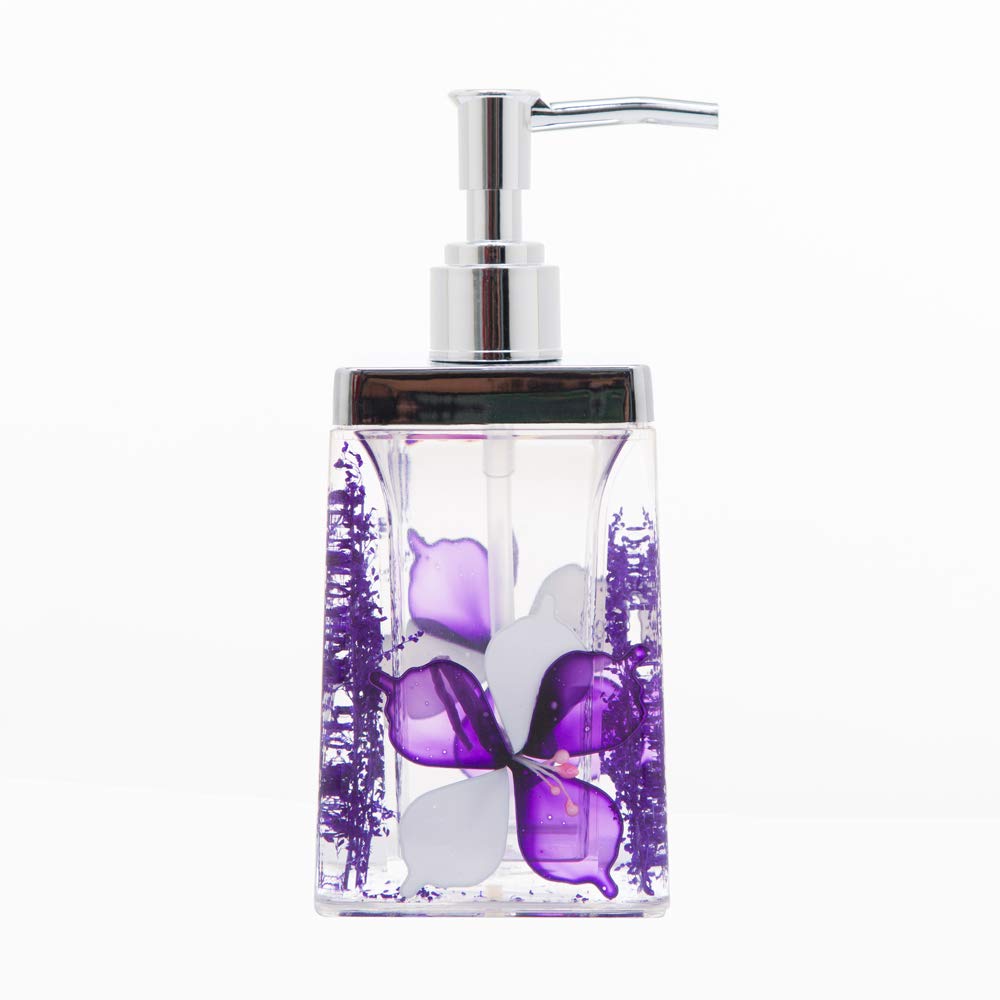 ADUTY 4 Piece Bathroom Accessories Complete Set Acrylic with Soap/Lotion Dispenser Toothbrush Holder Tumbler and Soap Dish AD006 Purple