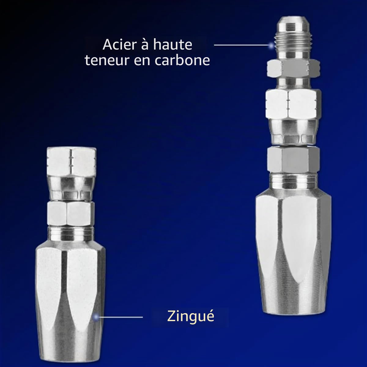 Kit de réparation de tuyau hydraulique 3 pièces 6,35 mm, 9,5 mm, 1,27 cm, raccords réutilisables 4000 PSI pour tuyaux R2, R16, R17, R19 à 2 fils
