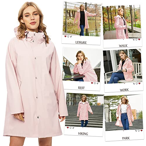 UNIQUEBELLA Upgrade Damen Regenjacke Wasserdicht Regenmantel Winddicht Wetterfest Übergangsjacke Mit Kapuze Mantel Jacke Outdoor
