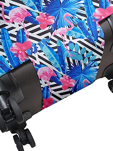 Image of Cortina Tropical Print Travel Suitcase Eco-Friendly Cover | Small | Fits 18-22 Inch Luggage | Polyester-Spandex | 55cm (20 inches) | Luggage Protectors | Anti Scratch /Dust | Pack of 1 | Blue 3