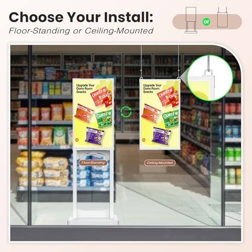 Image of 32 Inch Shop Window Facing Digital Signage Display, 3000 Nits Android 14 Advertising Display Kiosk with Auto Brightness Sensor, CMS Control, Heat-Resistant LCD Panel, WiFi /USB /HDMI