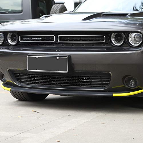 Image of JeCar Front Shovels Cover Decoration Kit Deflector Spoiler Bumper Lip Body Shovels Bumper Exterior Decals Sticker Accessories for 2015-2025 Dodge Challenger SXT, Yellow