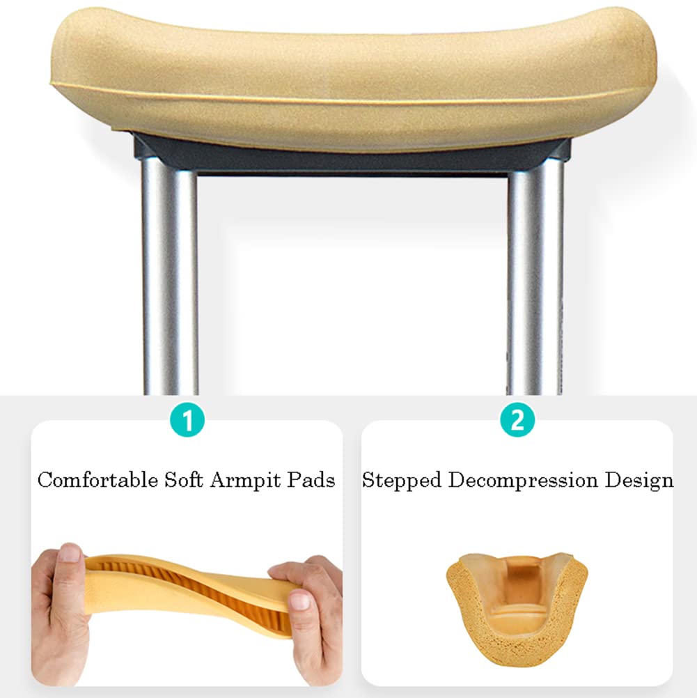NGD Stampelle Canadesi in Alluminio(x2 unità),Stampelle Comfort Ortopediche,Regolabili in Altezza-Stampelle Ascellari Adatto a Persone con Mobilità Ridotta(Piccole/Medie/Grandi)