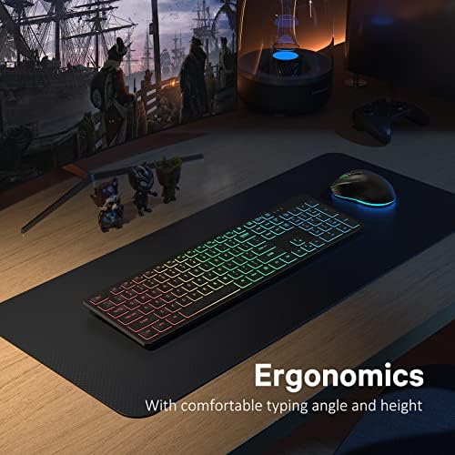 Earto Wireless Keyboard and Mouse, Rainbow Backlit Keyboard, Jiggler … Areyoupop