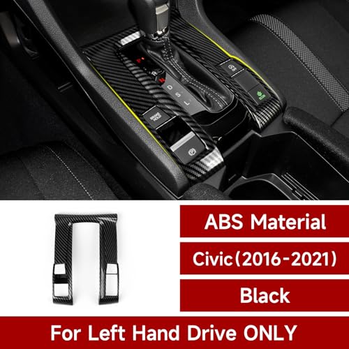 Image of Gear Shift Panel Cover Decals for Honda Civic 2016 2017 2018 2019 2020 2021 10th Gen Accessories ABS Carbon Fiber Interior Stickers