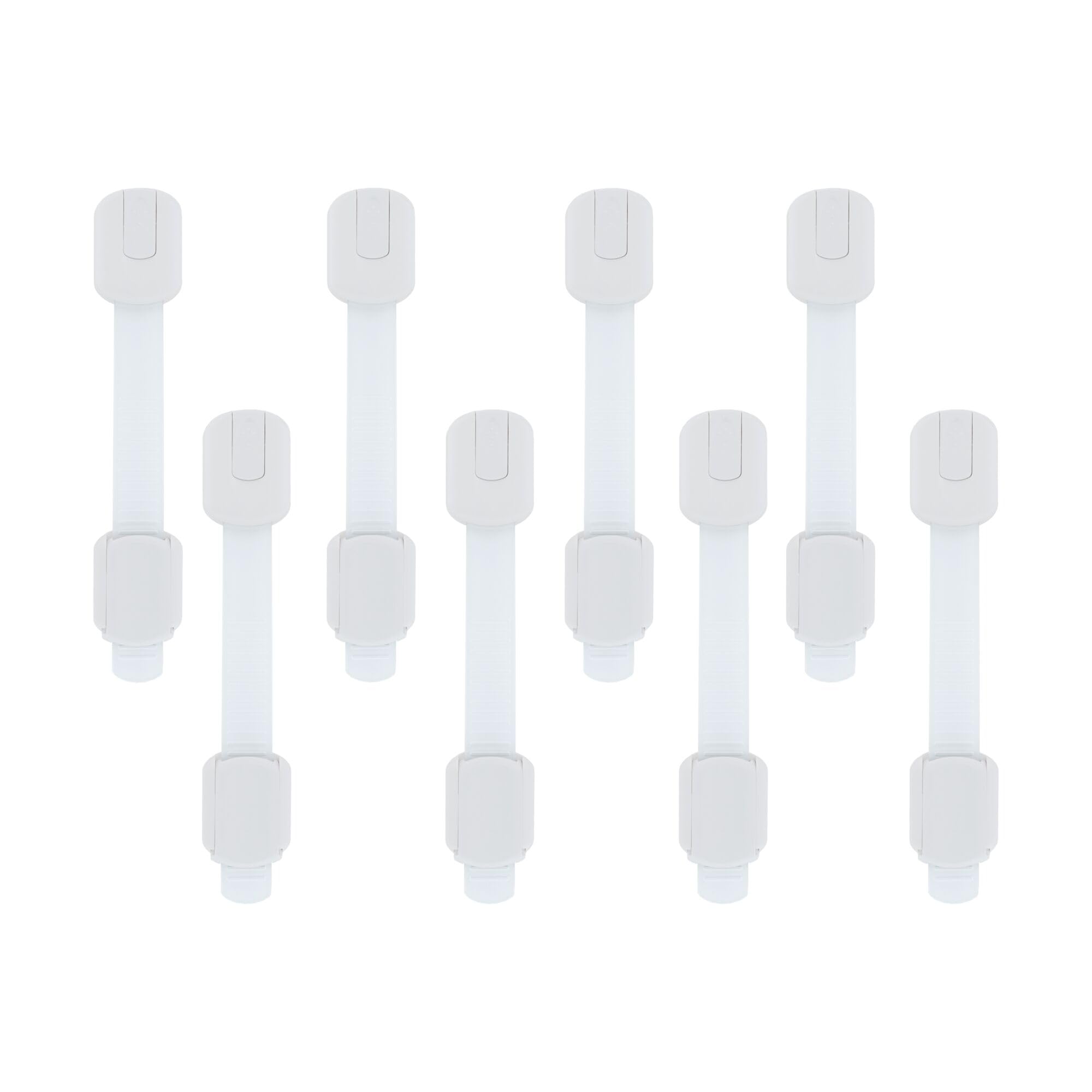 Nuby Multipurpose Child Safety Locks (8-Pack) - Baby Proof Latches for Cabinets, Drawers, Refrigerators, Appliances, Easy Tool-Free Installation, Adhesive