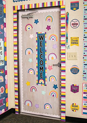 Teacher Created Resources Acabamento reto com listras Happy Day – 15 metros – Decore quadros de avis