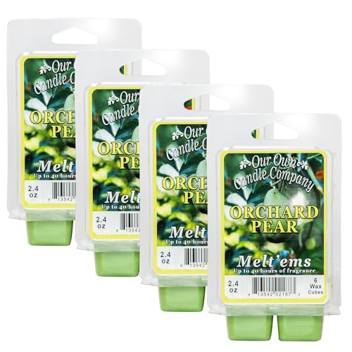Our Own Candle Company Premium Wax Melt, Orchard Pear Scent, Handmade in The USA, 24 Cubes (4 Pack, 9.6oz Total)