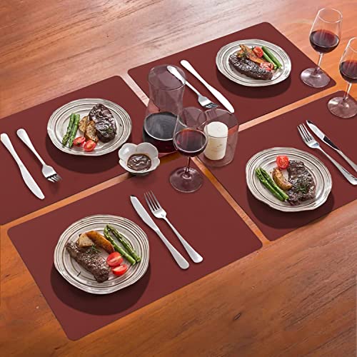 Vinjiasin Tischsets aus rotem Leder, für Innen- und Außenbereich, Küche, Esstisch, wasserdicht, abwischbar, hitzebeständig… – Ansicht 3