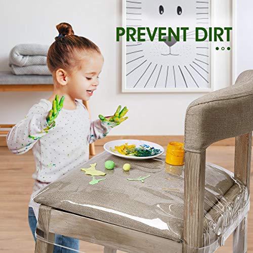 Siwutiao 2 Pack Clear Plastic Dining Chair Covers, Reusable Thickened Soft Pvc Seats Protector, Double-Sided Adjustable Waterproof Chairs Slipcover #TOP3