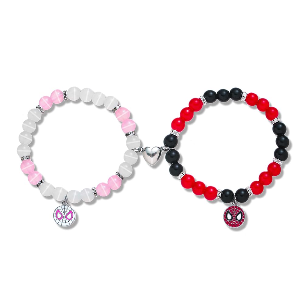 KUSERONSpider Kitty Matching Bracelets for Couples, Valentine's Day Bracelets Gifts for BF GF, Magnetic Friendship Spider Bracelets Jewelry Gifts for Women Men Girls Kids