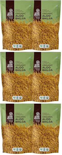 Image of Pure & Sure Organic Aloo Bhujia Namkeen 240gm |Ready to Eat Snacks | Crispy & Light | No Artificial Flavors & Colors|120gm each (Pack of 6)
