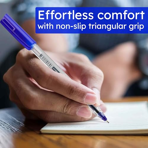 Image of PENSAN Blue Ballpoint Pens,1.0 mm Medium Point, Blue Pens, Ergonomic Triangle Grip, 50-Count Pack of Bulk Pens
