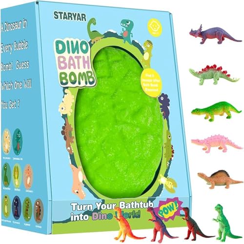 Easter Bath Bombs for Kids with Surprise Dinosaur Toys Inside, Valentines Day Gifts for Kids, XXXL Dinosaur Bath Bombs Gift Set, Easter Gifts, Dino Easter Eggs Filled Toys for Boys 3 4 5 6 7, 1pcs