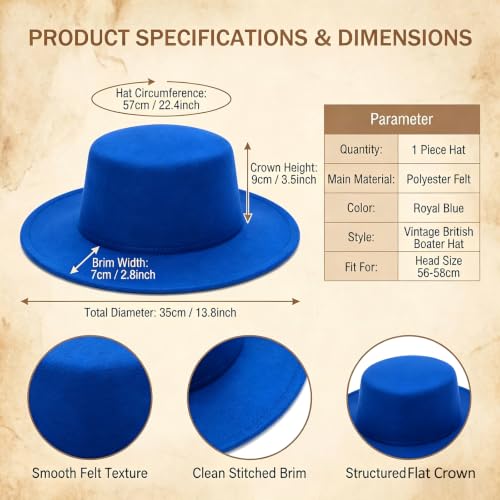 Image of Fedora Flat Hat Classic Wide Brim Cap Panama Style Jazz Hat for Wedding Party Talent Performance Xmas Gift Unisex