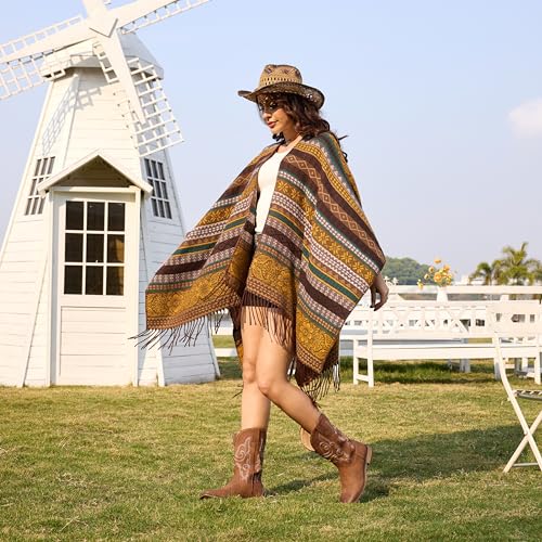 IUV Cowboy Boots For Women Square Toe Western Boots Mid Calf Cowgirl Boots Pull On Fashion Embroidered Cowboy Boots3