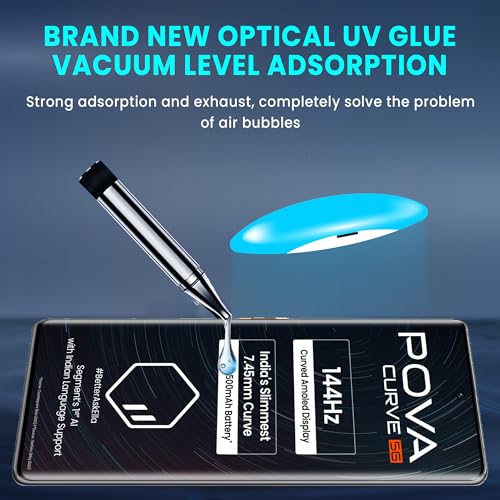 Image of ArmourPro Military Grade UV Tempered Glass Screen Protector for Tecno Pova Curve 5G (6.78 Inch) With Easy Installation Kit| Edge-To-Edge Protector Coverage |Crystal Clear