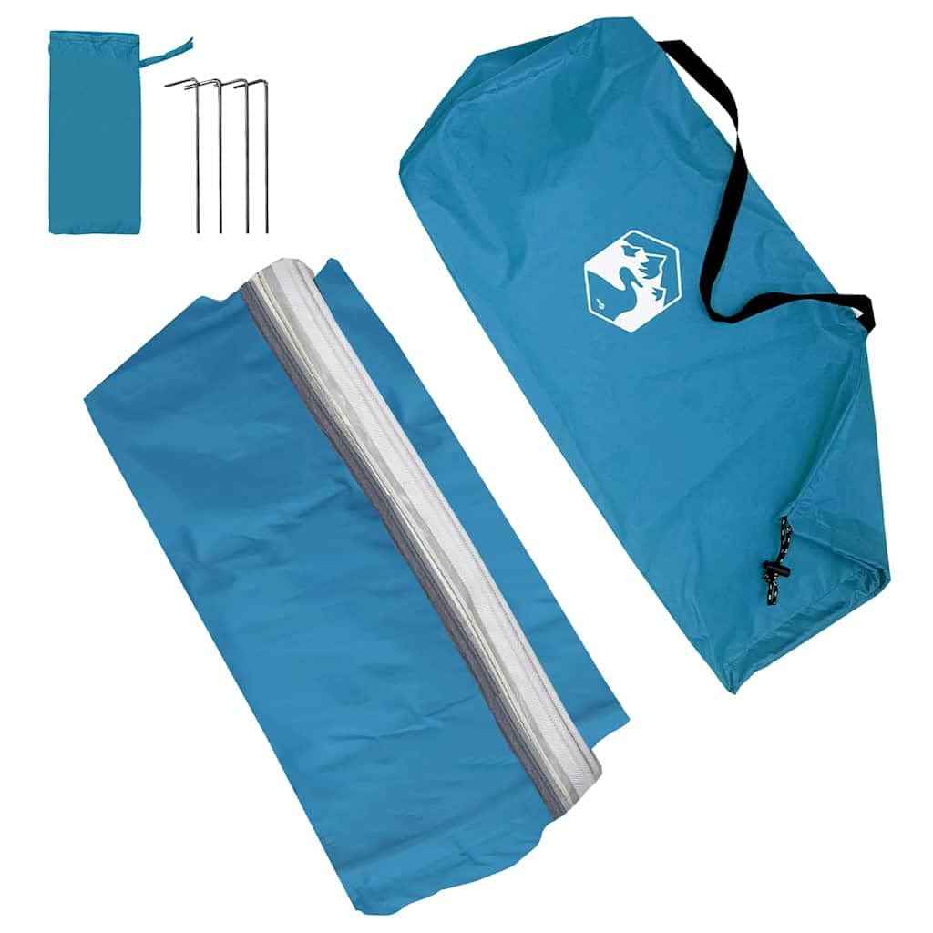Wasserfester Tarp aus Polyester x mit Metallrohrpol und Abspannseilen, windresistent und flammhemmend für Camping, Wandern, Outdoor, Camping-Saison Schutz