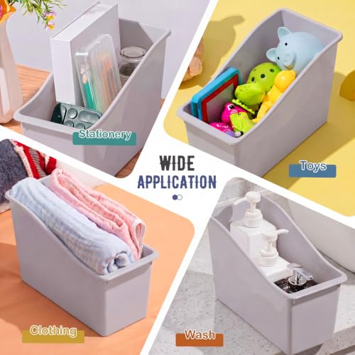 Image of Geetery Plastic Book Bins for Classroom, 6 Pcs, Wildflower Color