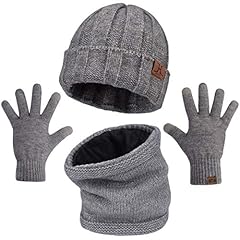 B Style Set -- Grey ( Beanie+scarf+gloves )