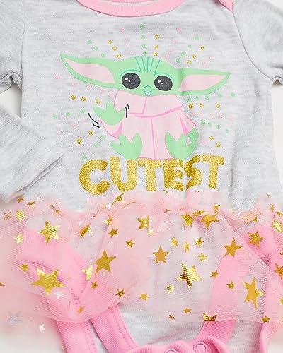 STAR WARS Baby Yoda Newborn Baby Girl Long Sleeve Bodysuit with Tutu and Headband4