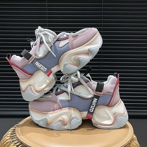 Women's Lace Up Thick Soled Sports Shoes Anti Slip Breathable Running Shoes Lightweight Multifunctional Walking Shoes4