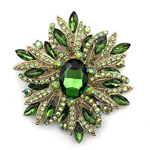 Image of SELOVO 3.5 inch Huge Big Large Brooch Pendant Scarf Hats Decoration Blue Flower Pin Gold Tone