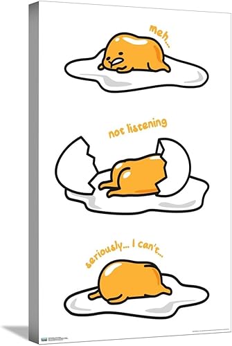 Trends International Gudetama - Not Listening Wall Poster, 14.72" x 22.37", Stretched Canvas