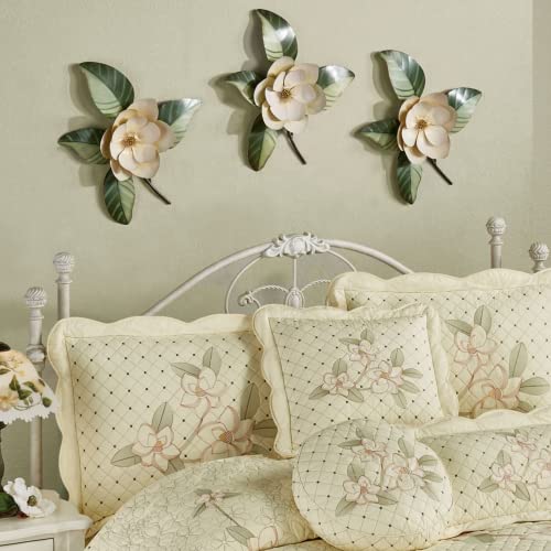 Touch Of Class Belle Fleur Magnolia Wall Sculpture - Cream, Ivory - Floral Metal Art For Bedroom, Living Room, Kitchen, Bathroom, En Suite - Painted By Hand - Single Bloom - Southern Charm #TOP2
