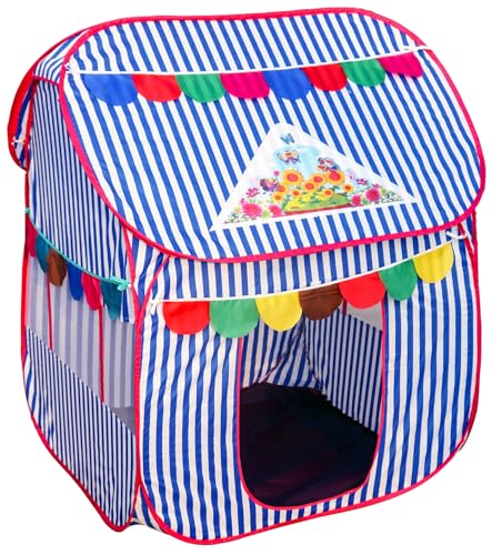 Image of Homecute Foldable Pop Up Hut Type Kids Toys Play Tent House for Boys and Girls (Medium Size Blue-White)